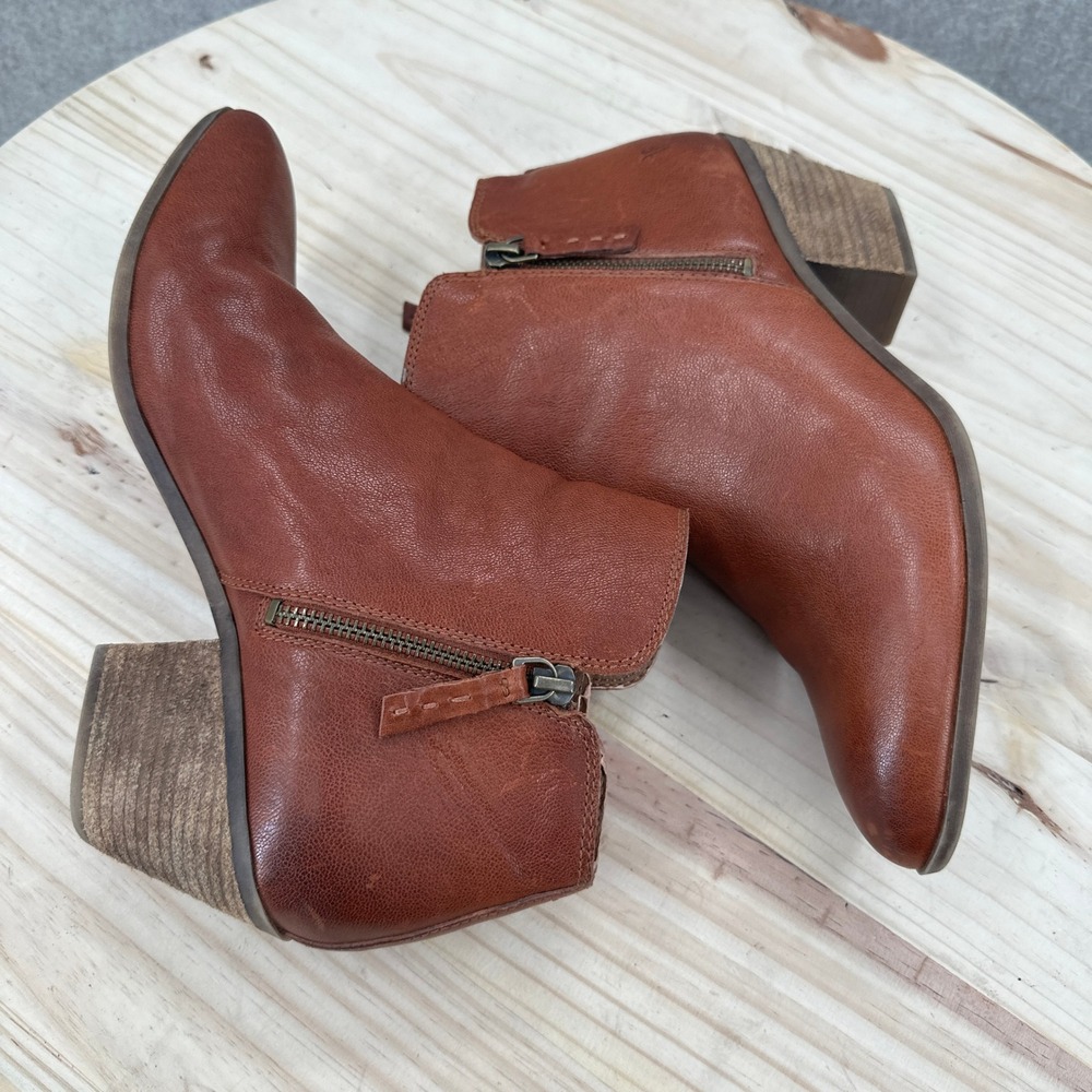 Frye Judith Ankle Boots Womens 10 Cognac Brown Leather Pointed Toe Block Heel - Picture 4 of 10